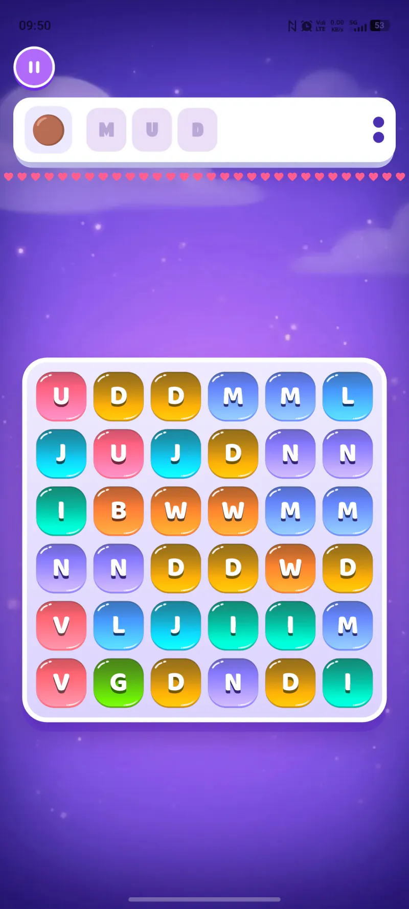 Spell words from candy tiles