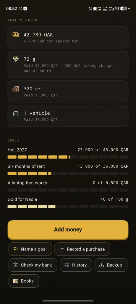Cash, gold, property, vehicles — and the goals they're for